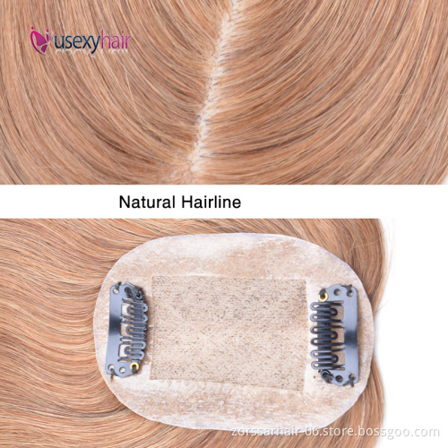 Hot selling lace front human hair toppers  silk weft remy mink brazilian human hair topper for women